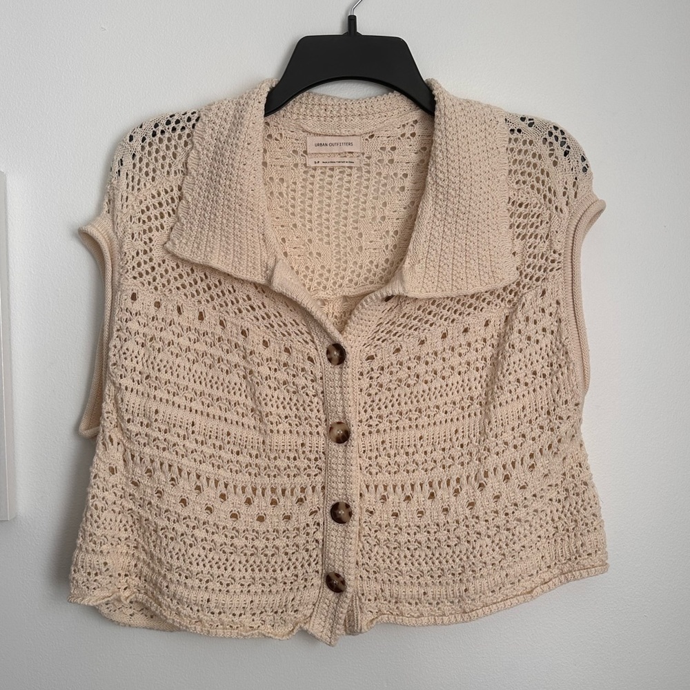 URBAN OUTFITTERS Cora Crochet button-Front vest